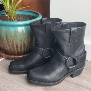 Frye Harness Moto Boots w/ matte black hardware
